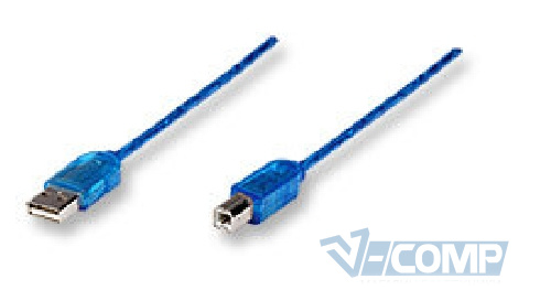 Кабель USB 2.0  AM-BM Manhattan, blue