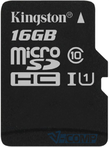 Карта памяти Kingston microSDHC UHS-I Canvas Select, 16Gb, Class 10 (SDCS/16GBSP)
