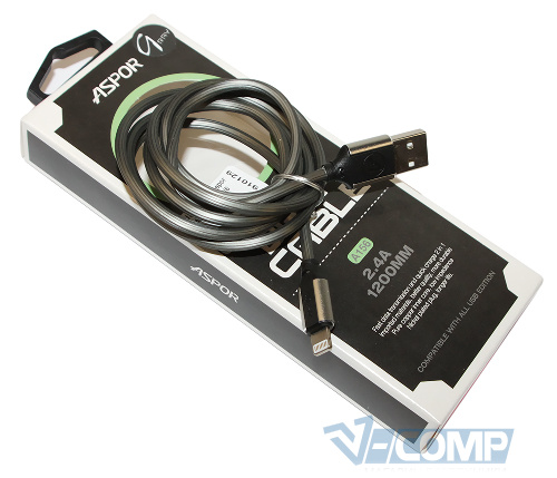 Кабель Aspor A156 2.4A USB - Lightning, 1.2м, Silver (A156 Silver)