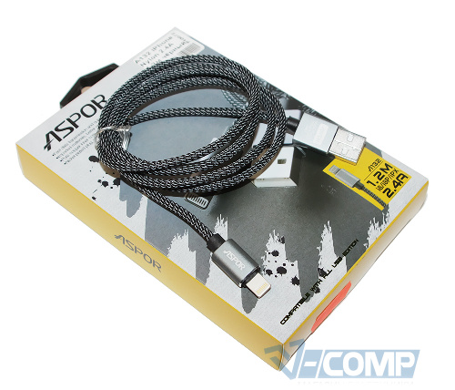Кабель Aspor A132 2.4A USB - Lightning, 1.2м, Black (A132 Lightning Black)