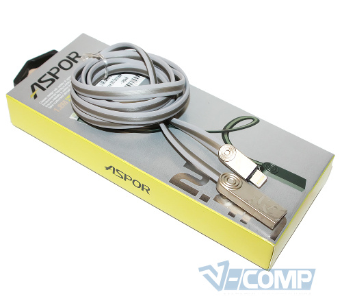 Кабель Aspor AC-13 2.4A USB - Lightning, 1.2м, Grey (AC-13 Grey)