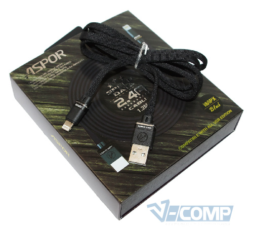Кабель Aspor A136 Nylon 2.4A USB - Lightning, 1.2м, Black (A136 Black)