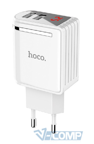 Сетевое зарядное устройство Hoco Enchanting C39A, 2xUSB, 2.4A, White (C39A White)