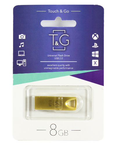 Флешка T&G 117 Metal Series, 8Gb, Gold (TG117GD-8G)