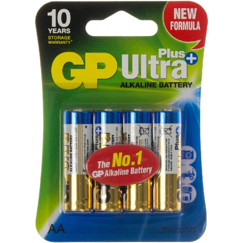 Батарейки GP Ultra Plus Alkaline LR6/AA 4шт, щелочная, 1.5V, Blister (15AUPHM-2UE4)