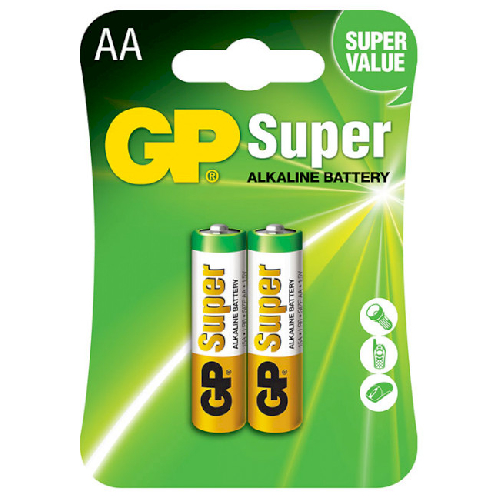 Батарейки GP Super Alkaline LR6/AA 2шт, щелочная, 1.5V, Blister (15A-U2)