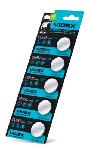 Батарейки Videx CR2032 5шт, литиевая, 3V, Blister (22761)