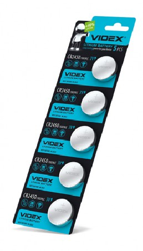 Батарейки Videx CR2450 5шт, литиевая, 3V, Blister (23462)