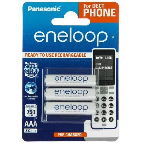 Аккумулятор Panasonic Eneloop AAA, 750mAh, 3шт, 1.2V, Blister (BK-4MCCE/3DE)