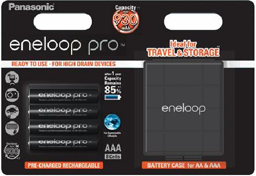 Аккумулятор Panasonic Eneloop Pro AAA, 930mAh, 4шт, 1.2V, Blister + Case (BK-4HCDEC4BE)