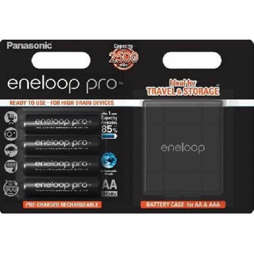 Аккумулятор Panasonic Eneloop Pro AA, 2500mAh, 4шт, 1.2V, Blister + Case (BK-3HCDEC4BE)