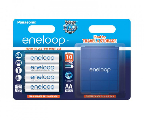Аккумулятор Panasonic Eneloop Pro AA, 1900mAh, 4шт, 1.2V, Blister + Case (BK-3MCCEC4BE)