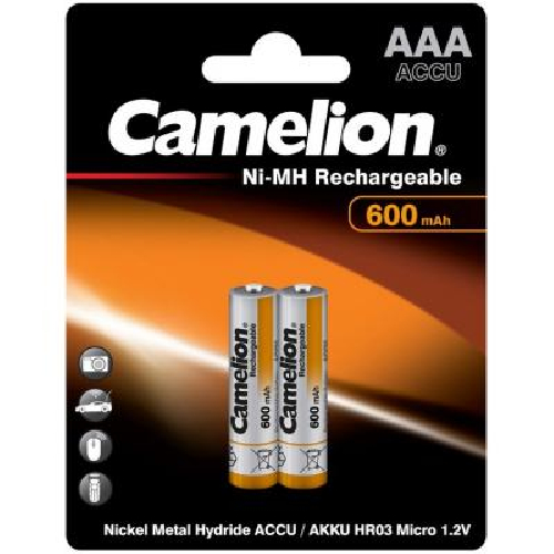 Аккумулятор Camelion AAA, 600mAh, 2шт, 1.2V, Blister (NH-AAA600BP2)