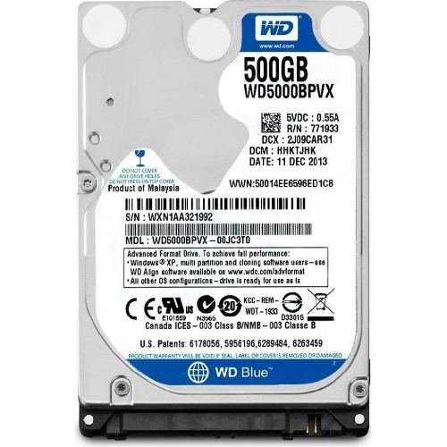 Жесткий диск для ноутбука Western Digital Blue WD5000BPVX-FR, 500Gb Refurbished