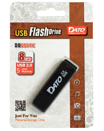 Флешка Dato DВ8001B, 8Gb, Black (DВ8001B-08G)
