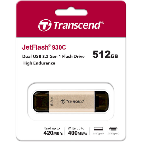 Флешка Transcend JetFlash 930C, 512Gb, Gold/Black (TS512GJF930C)