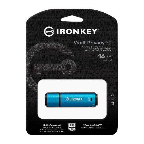 Флешка Kingston IronKey Vault Privacy 50 Type-A Blue, 16Gb (IKVP50/16GB)