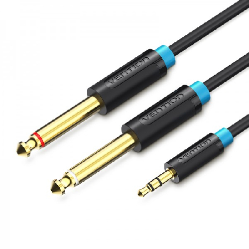 Кабель Vention Jack 3.5mm M -  2хJack 6.35mm M, 3м, Black (BACBH)
