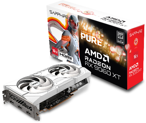 Відеокарта Sapphire Radeon RX 9060 XT Pure White Edition, 16Gb (11350-02-20G)