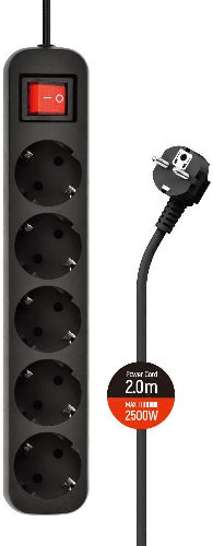 Мережевий фільтр ColorWay CW-PSEA52BK 5р/2м, Black (CW-PSEA52BK)