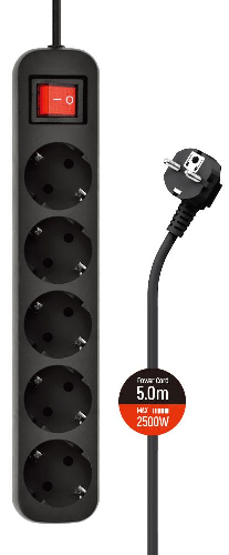 Мережевий фільтр ColorWay CW-PSEA55BK 5р/5м, Black (CW-PSEA55BK)