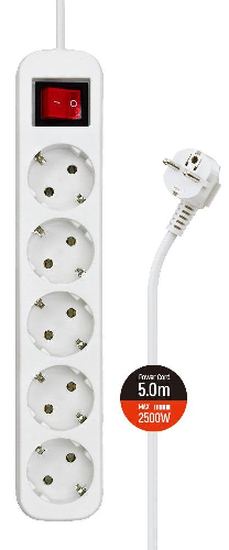 Мережевий фільтр ColorWay CW-PSEA55W 5р/5м, White (CW-PSEA55W)