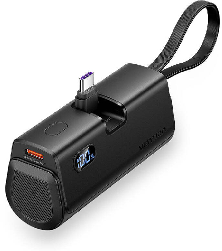 Універсальна мобільна батарея Vention 22.5W Built-in USB-C and Lightning Cables, 4 800mAh, Black (FHQB0)