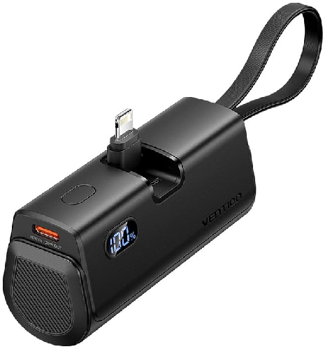 Універсальна мобільна батарея Vention 22.5W Built-in USB-C and Lightning Cables, 4 800mAh, Black (FHRB0)