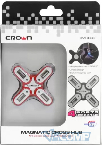 USB концентратор Crown USB 2.0 HAB Hi-speed Red (CMH-B09)