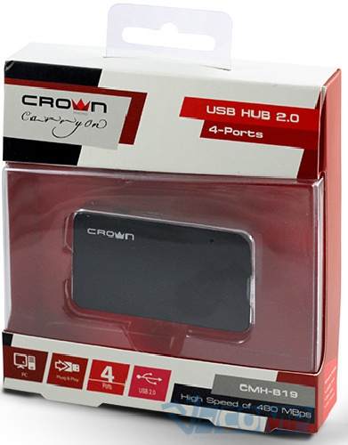 USB концентратор Crown USB 2.0 HAB Hi-speed Black (CMH-B19)