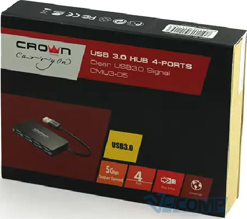 USB концентратор Crown USB 3.0 HAB Hi-speed Black (CMU3-05)