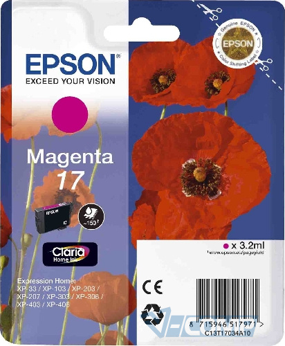 Epson Картридж 17 XP103/ 203/ 207 Magenta (C13T17034A10)