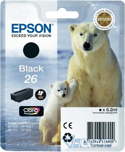 Epson Картридж 26 XP600/605/700 Black Pigment (C13T26014010)
