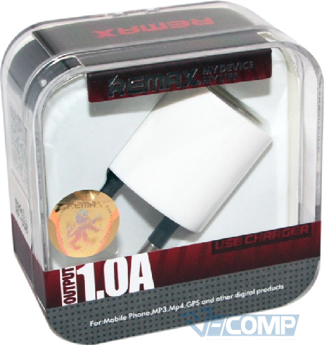 Сетевое зарядное устройство Remax 1xUSB, 5V / 1A, Plastic Box White