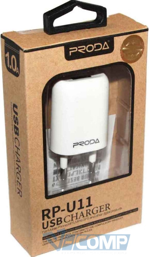 Сетевое зарядное устройство Remax Proda 1xUSB, 5V / 1A White + кабель USB-microUSB