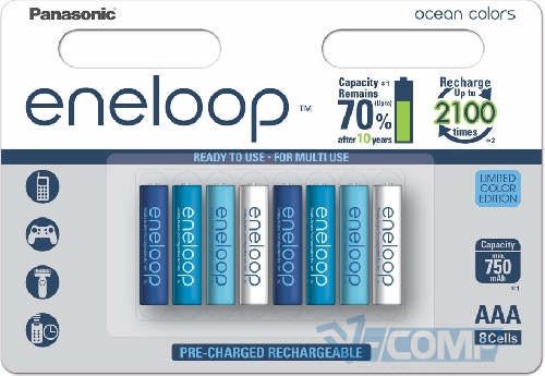 Аккумулятор Panasonic Eneloop AAA Ocean Colors 750mAh NI-MH*8