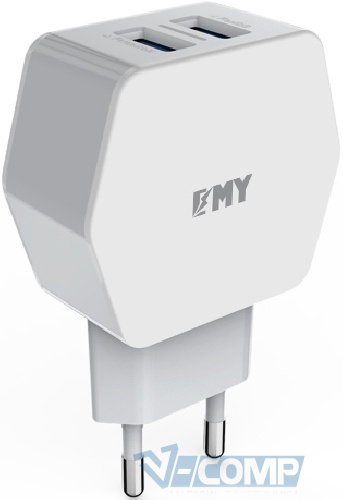 Сетевое зарядное устройство EMY 2xUSB 2,1A White