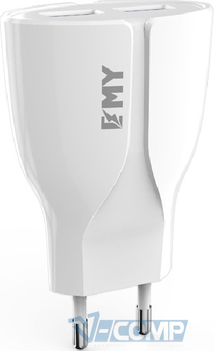 Сетевое зарядное устройство EMY 2xUSB 2,1A White