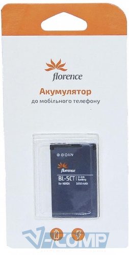 Аккумуляторная батарея Florence (BL-5CT) для Nokia 720, 5220, 6303, 6730 Classic, C3...