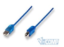 Кабель USB 2.0  AM-BM Manhattan, blue