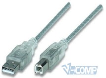 Кабель USB 2.0 AM-BM Manhattan, silver