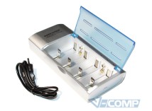 Зарядное устройство Super Vanzon C821BW, 2AA/2AAA/C/D/9V, Silver