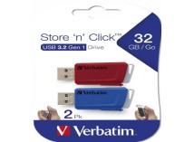 Флешка Verbatim Store‘n’Click, 2х32Gb, Red&Blue (49308)
