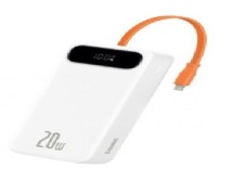 Универсальная мобильная батарея Baseus Block Digital Display PPLK000002, 22.5W с кабелем Lightning, 20 000мАч, White (PPLK000002)