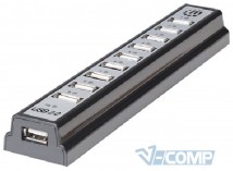 USB концентратор Manhattan Desktop 10-port USB2.0 Black/Silver (161572)